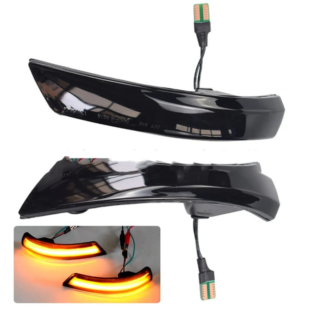 Ford Focus Mondeo rearview mirror LED waterfall light strip in yellow and blue two-tone option