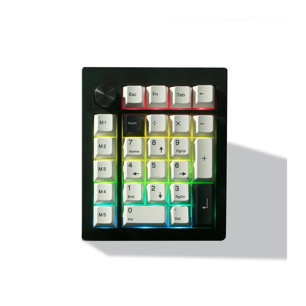 Wireless mechanical numeric keyboard with three connection modes in black and white colour options