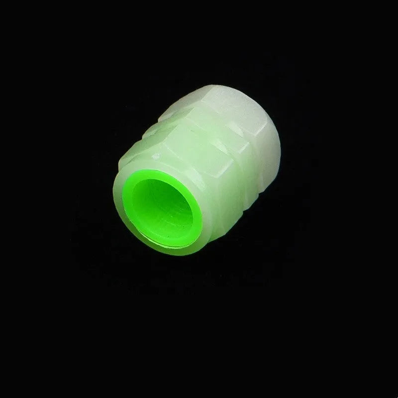 Car luminous valve caps showing glow feature and rubber construction with 16mm x 12mm dimensions