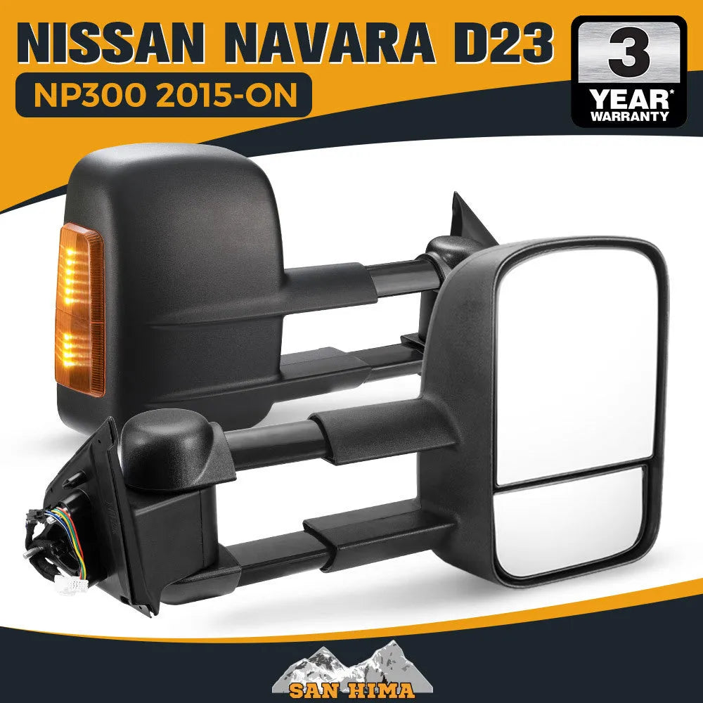 Black electric exterior rear view mirror for Nissan NP300 Navara D23 2015-onwards