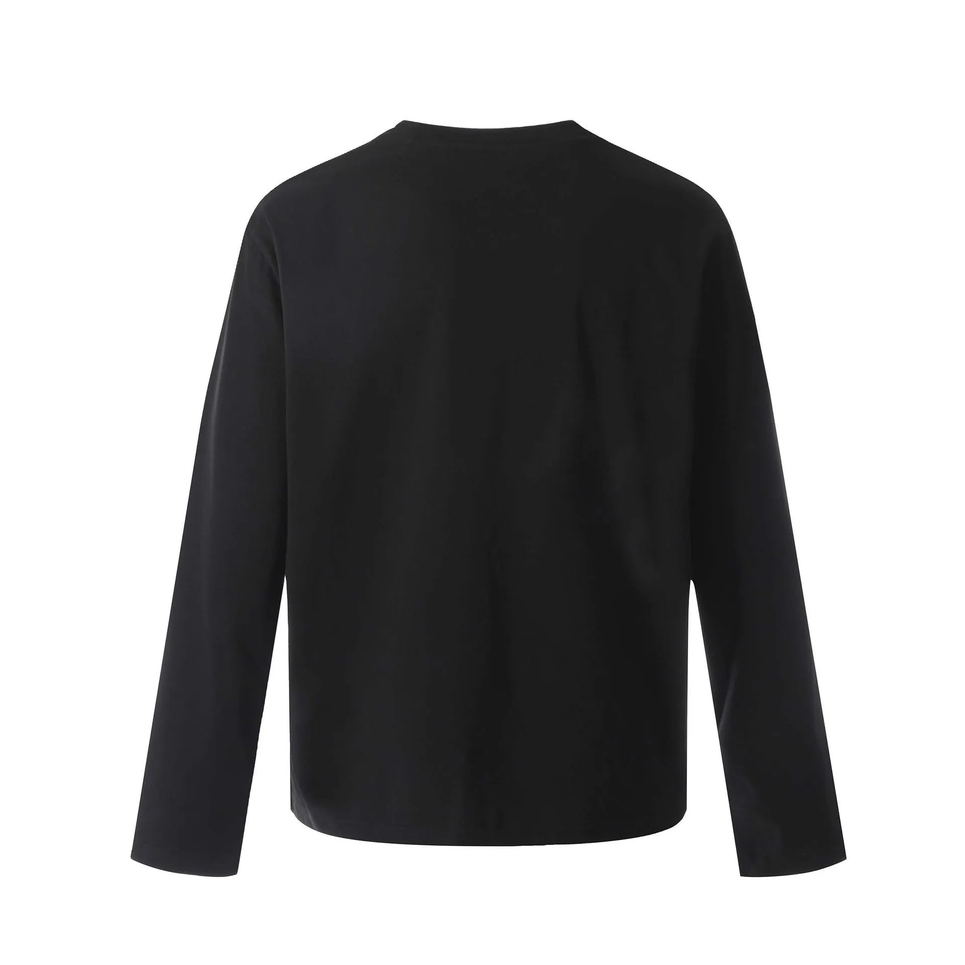 Men's retro American style cotton long sleeve T-shirt in loose fit, black and grey colour options