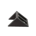 Black plastic pistol display stand for model firearms measuring 10.85 by 7.6 centimetres