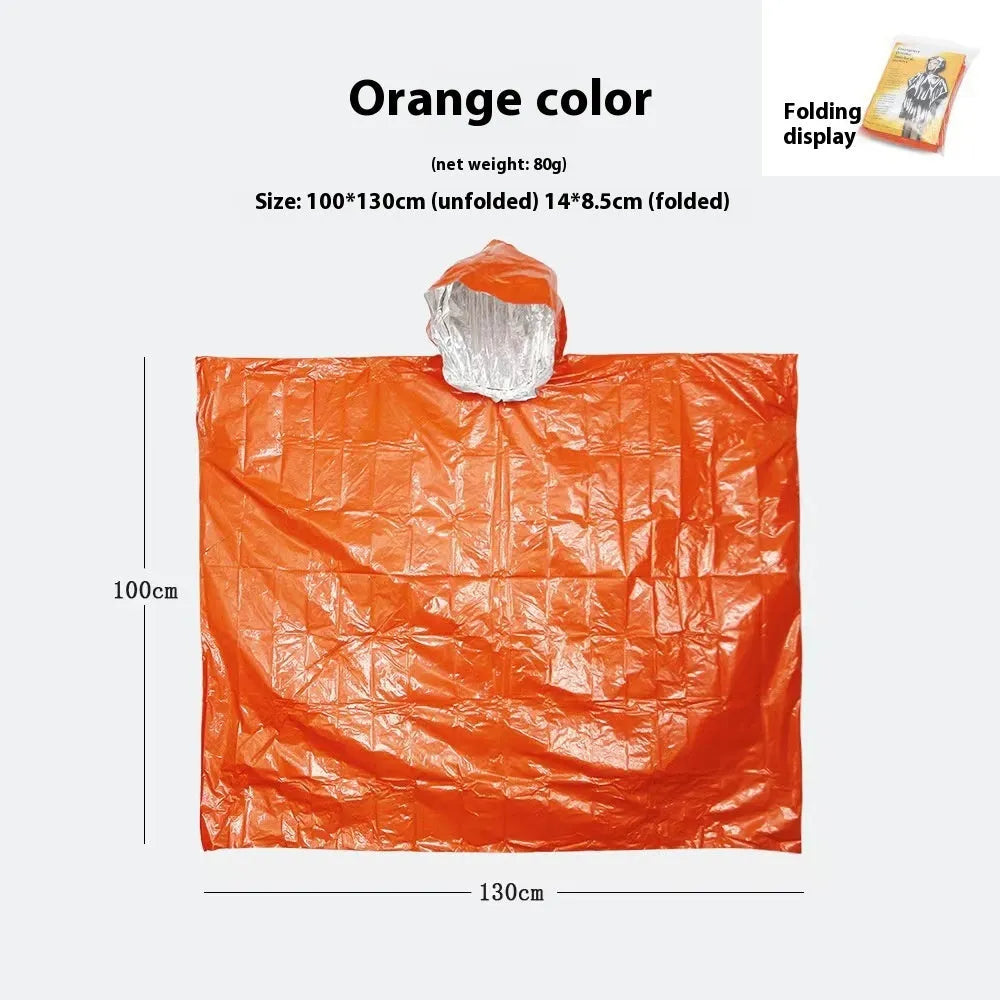 Marathon Wild waterproof raincoat in orange or army green, showing hood and full-length design.