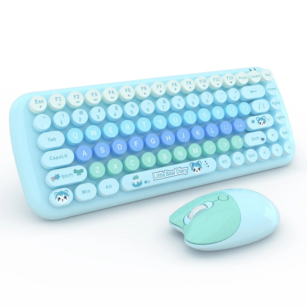 CANDY pink wireless keyboard and mouse set with compact design for notebook use