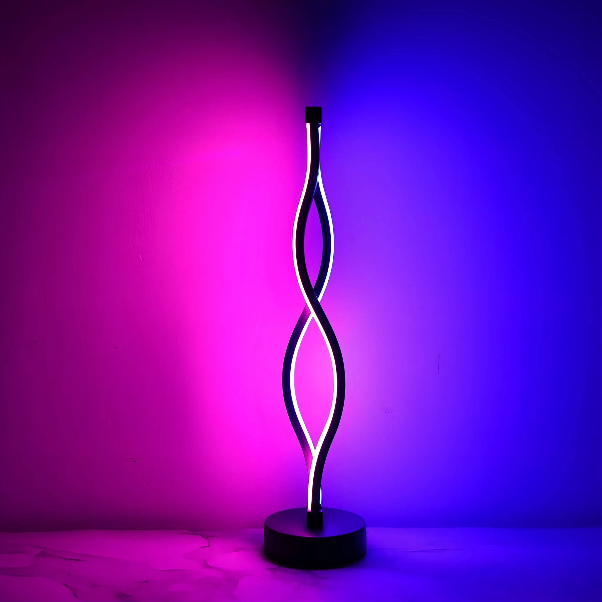 Black aluminium desk lamp with three-colour dimming button and touch controls