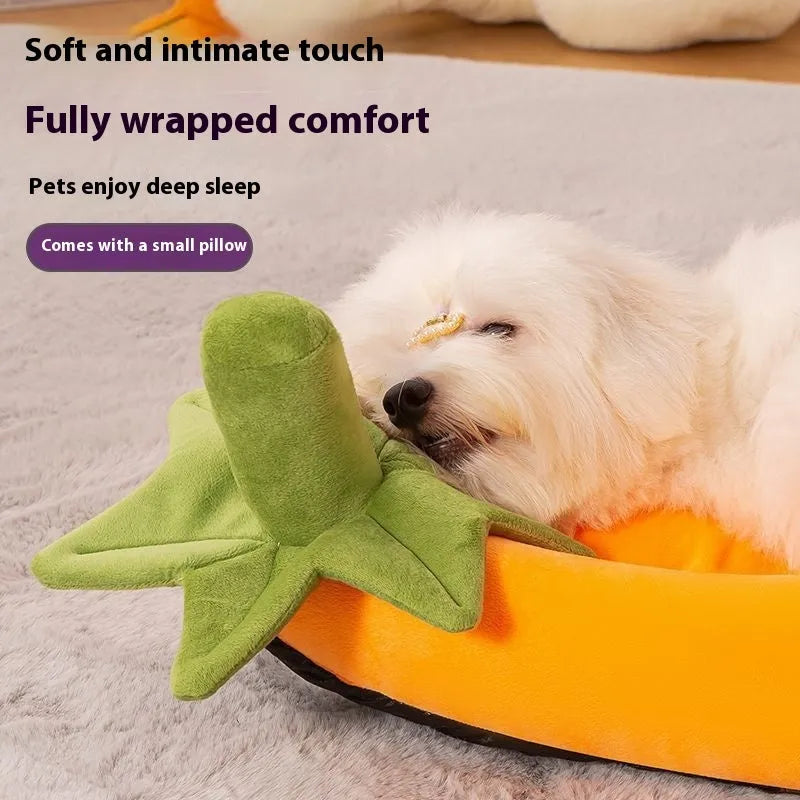 Cloth pet bed mat for dogs and cats, shown in various sizes with a removable cover.