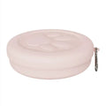 Portable foldable dog bowl with two compartments for food and water in light green colour