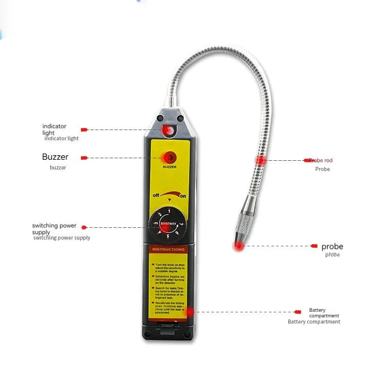 WJL-6000 electronic halogen refrigerant leak detector with 20cm probe for automotive systems