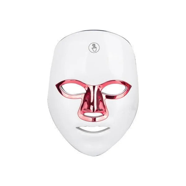 Rechargeable manual touch LED beauty mask in white, black and rose gold rim colour options