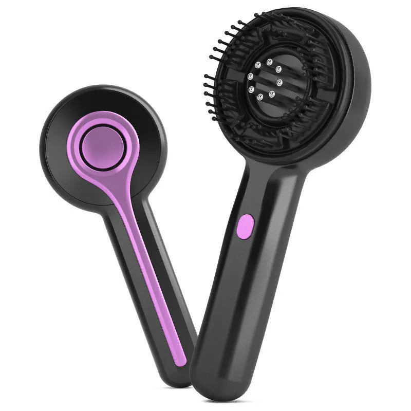 USB-powered head massage tingler comb instrument in grey, black or red with vibration massage and two speed settings