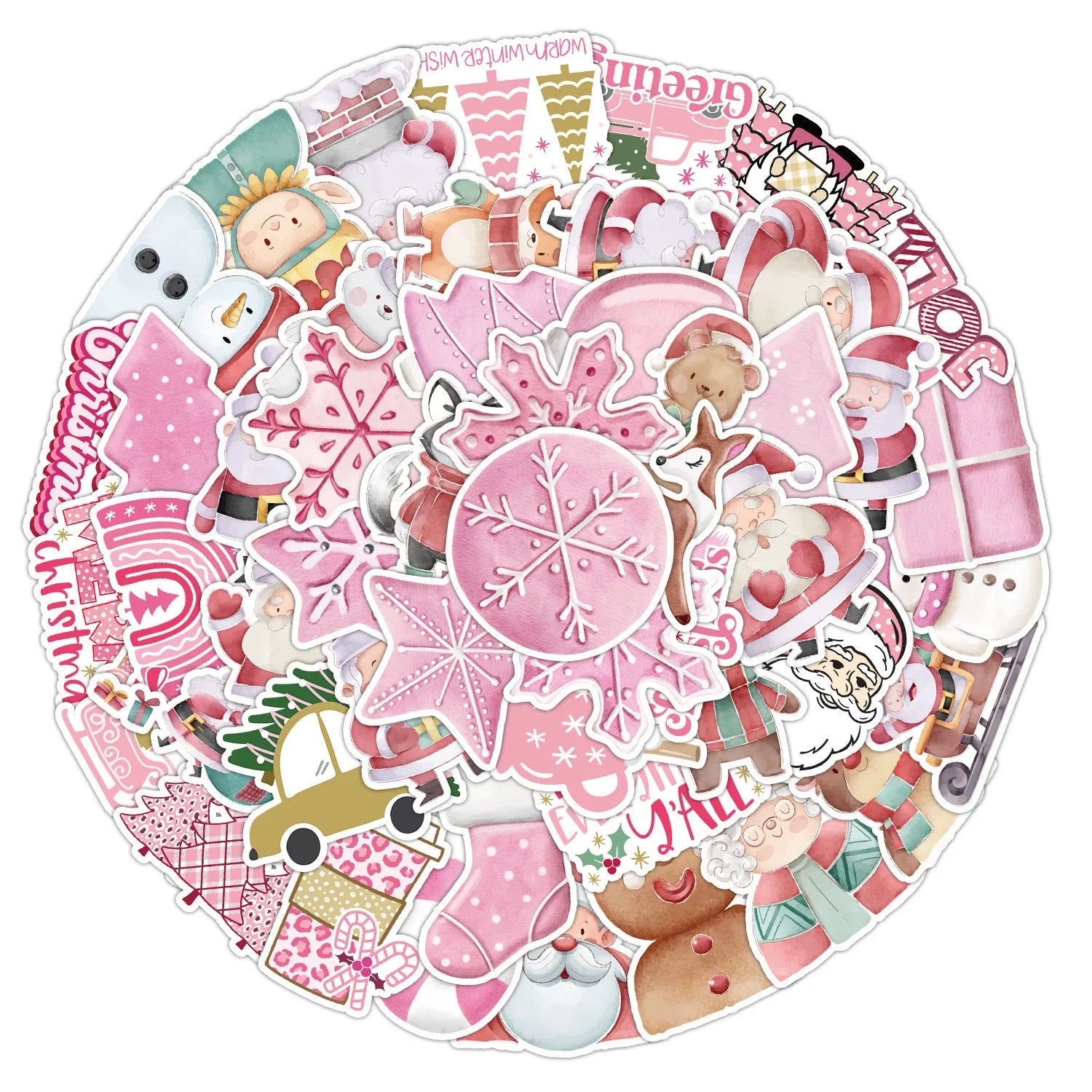 Pack of 50 cute Christmas decoration stickers, waterproof, for cars and electronics.