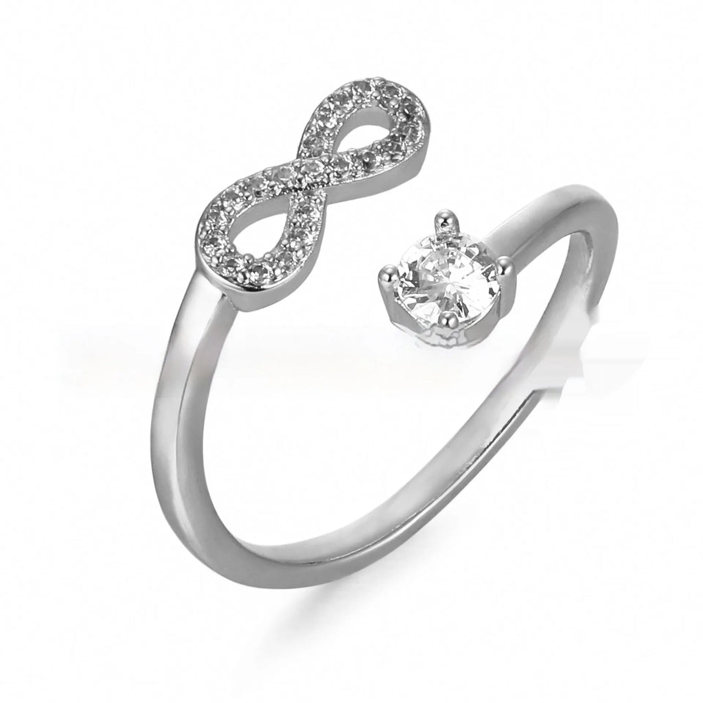 Geometric open ring with inlaid zircon letter in gold finish showing personalised jewellery design
