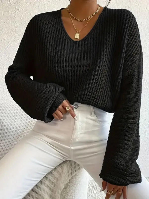 Solid colour long sleeve women's pullover in a loose casual fit, shown in one of five colour options.