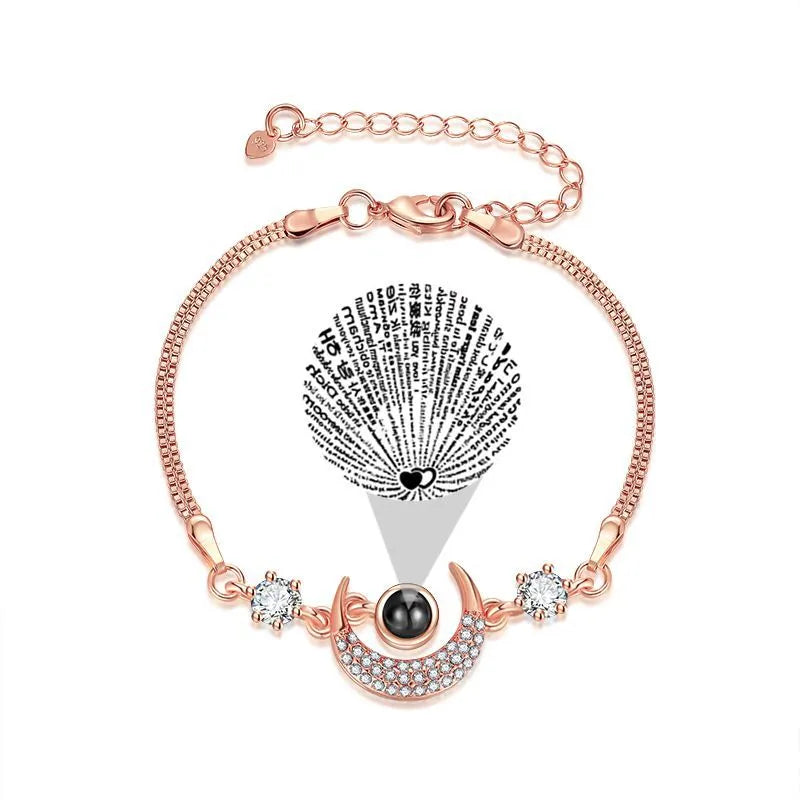 Korean style projection star moon bracelet copper diamond inlay rose gold silver charm