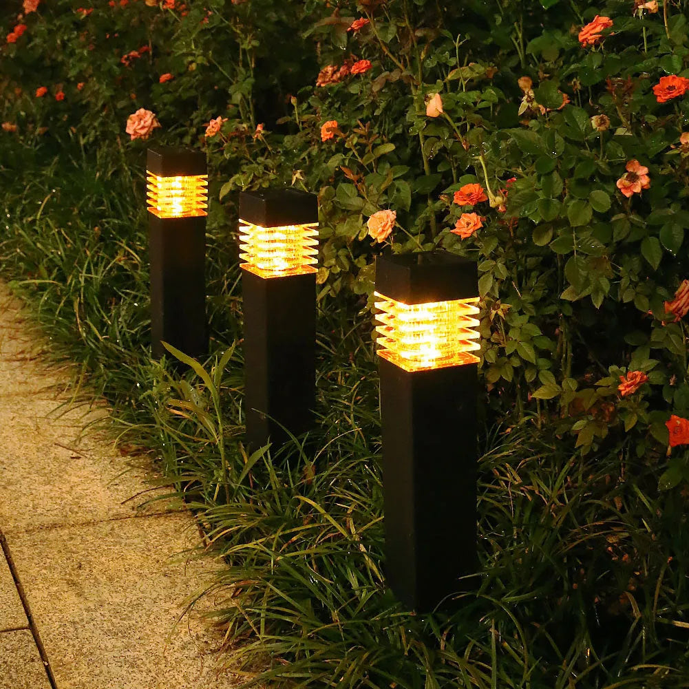White cuboid solar lawn ground lamp for garden and courtyard outdoor lighting