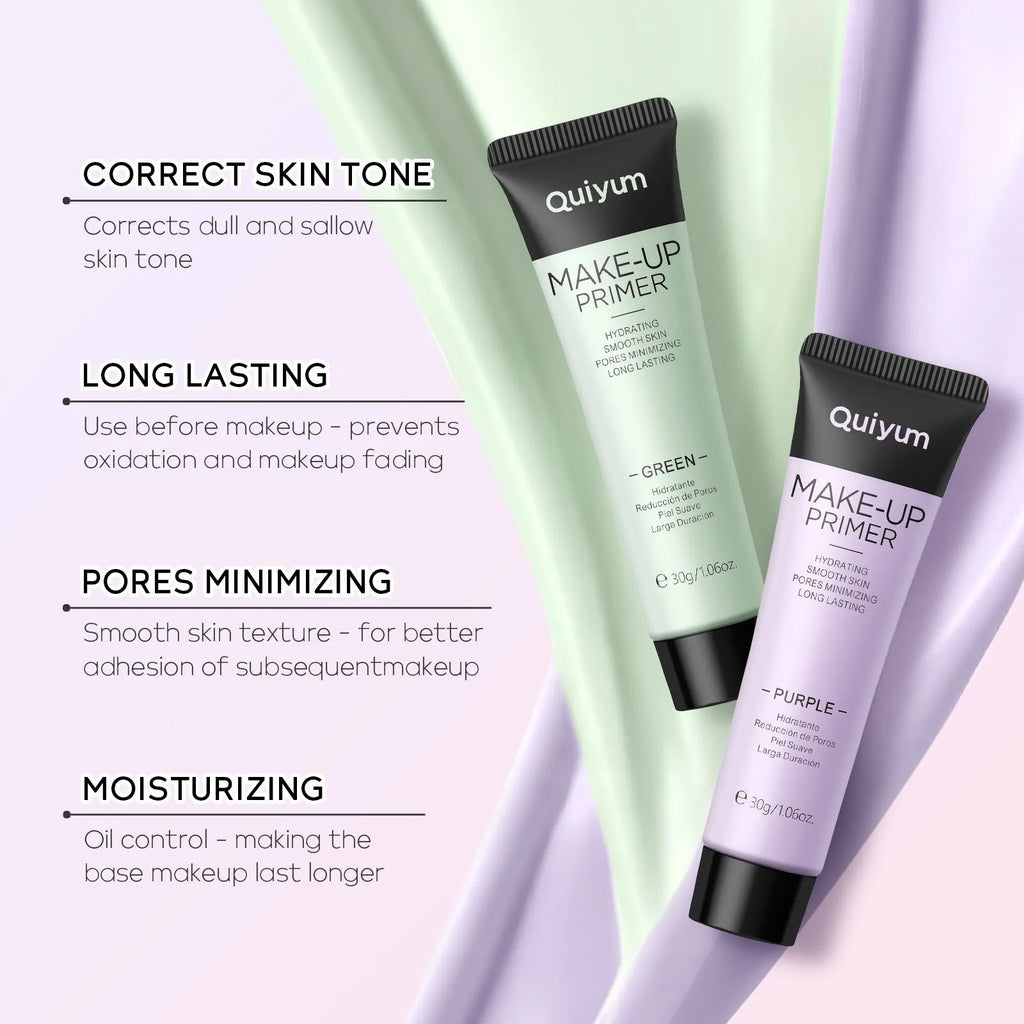 30g colour-correcting makeup primer in purple, pink and green shades