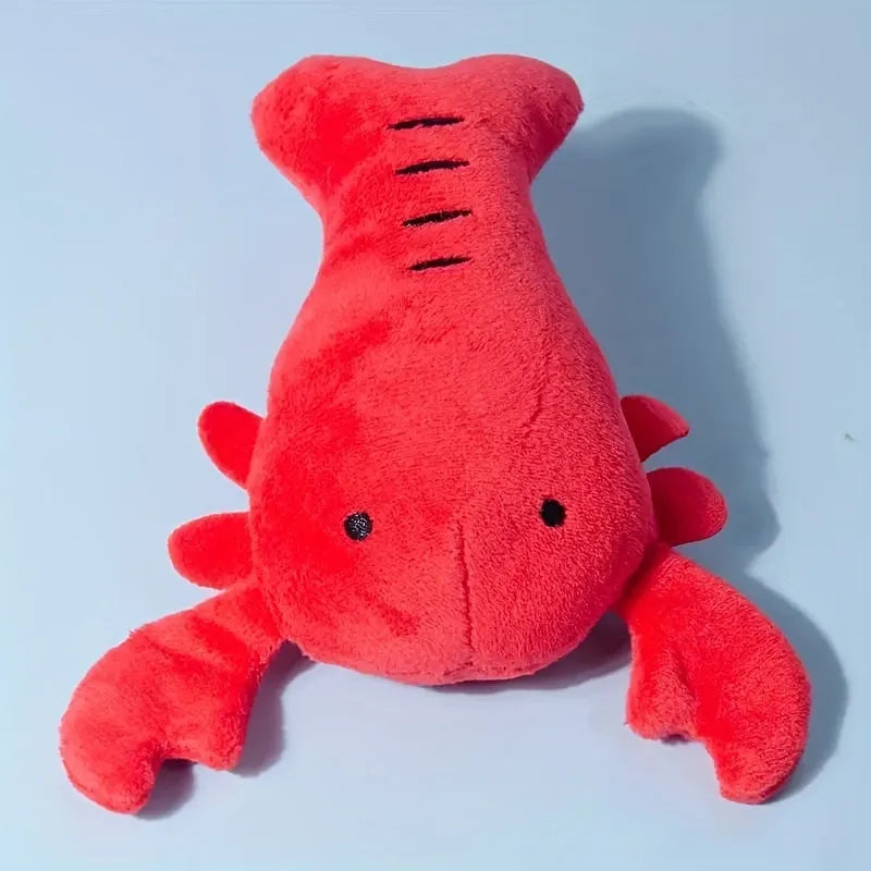 Red lobster stuffed dog toy with cotton fabric and squeaker for small medium dogs