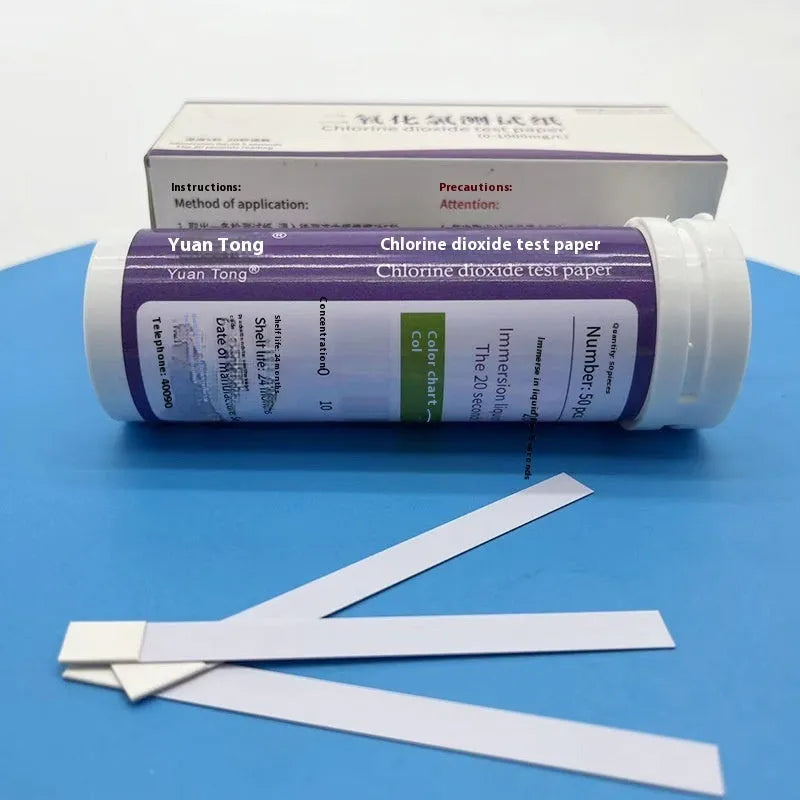 Chlorine dioxide test paper bottle containing 50 pieces for waste water concentration detection