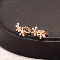 Rose gold electroplated circular earrings with waterdrop flower design in European and American style