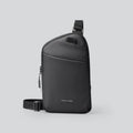 Men's elegant black Oxford cloth crossbody bag with sewing thread details