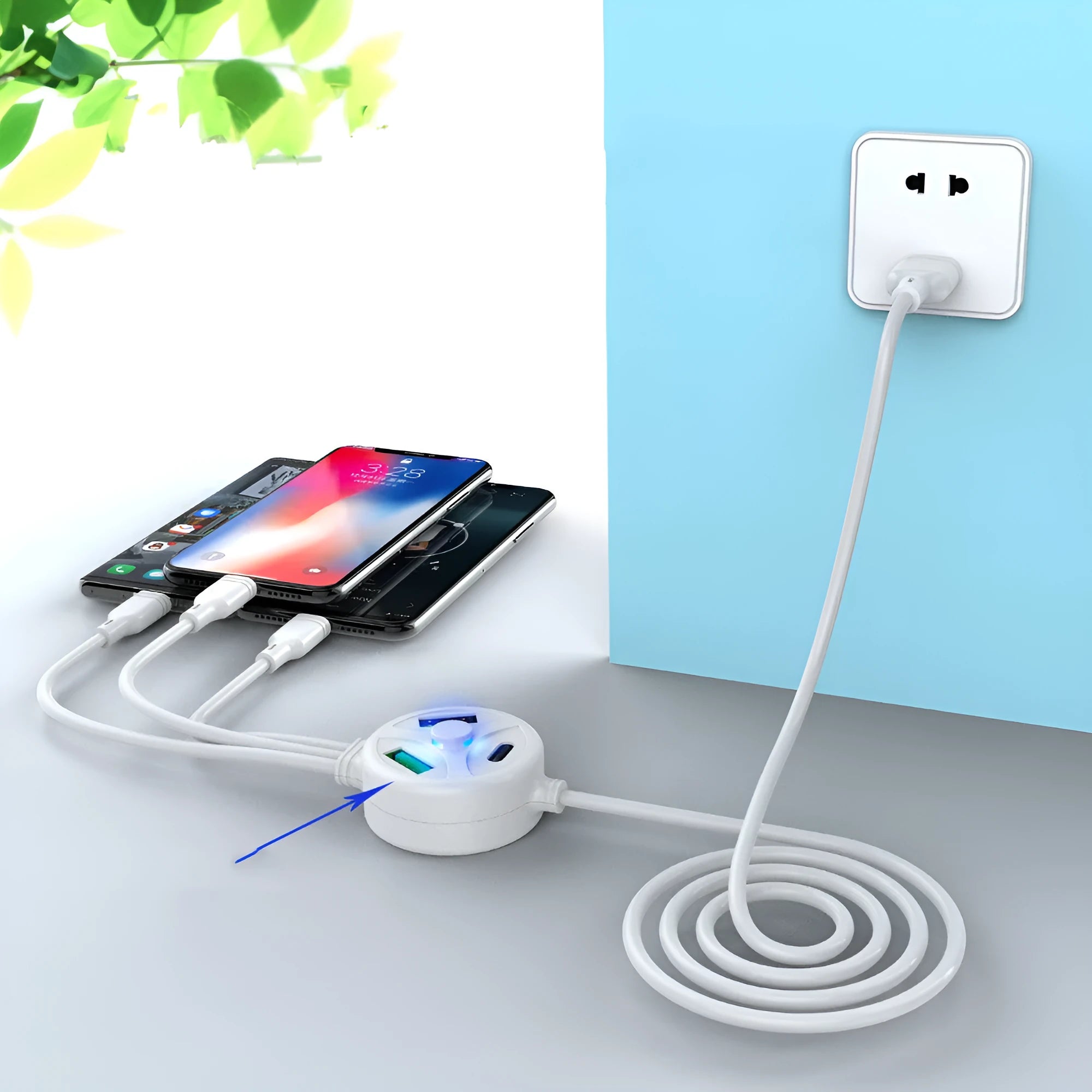 PD PVC mobile phone charging cable showing 1.2m length with 3U interface connectors