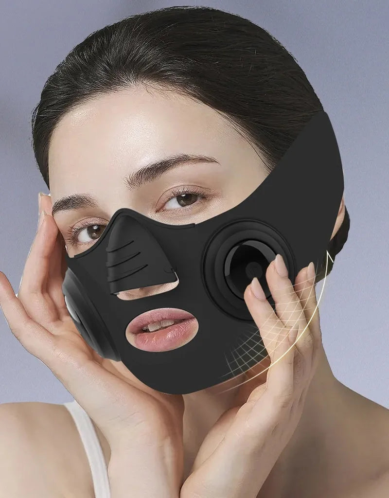 Black wearable photon beauty mask facial device with USB connector and 4 gear settings