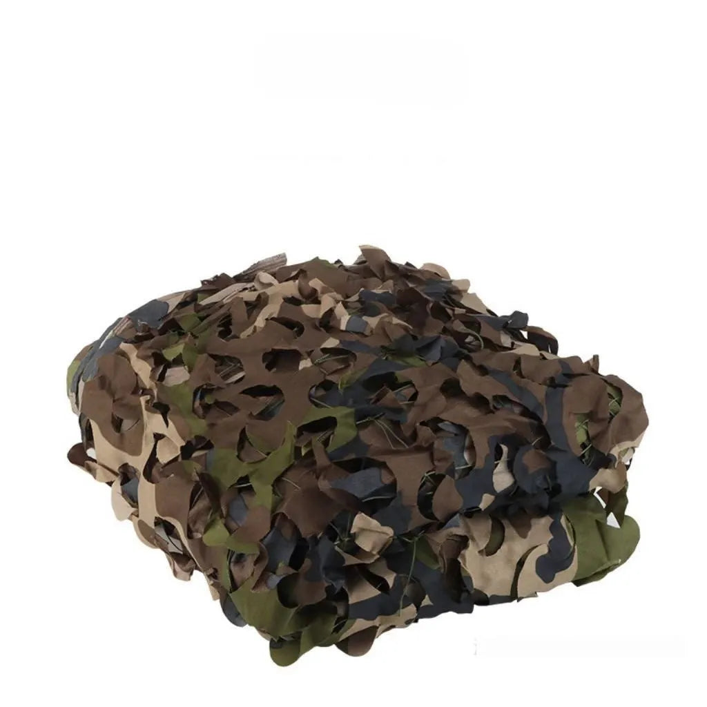 Green camouflage net with five pattern options for camp sunshade and outdoor concealment