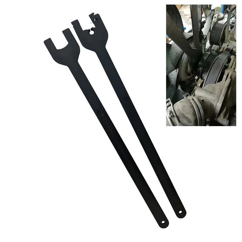 Land Rover fan wrench set showing 36mm and 40mm alloy steel spanners for coupler adjustment.