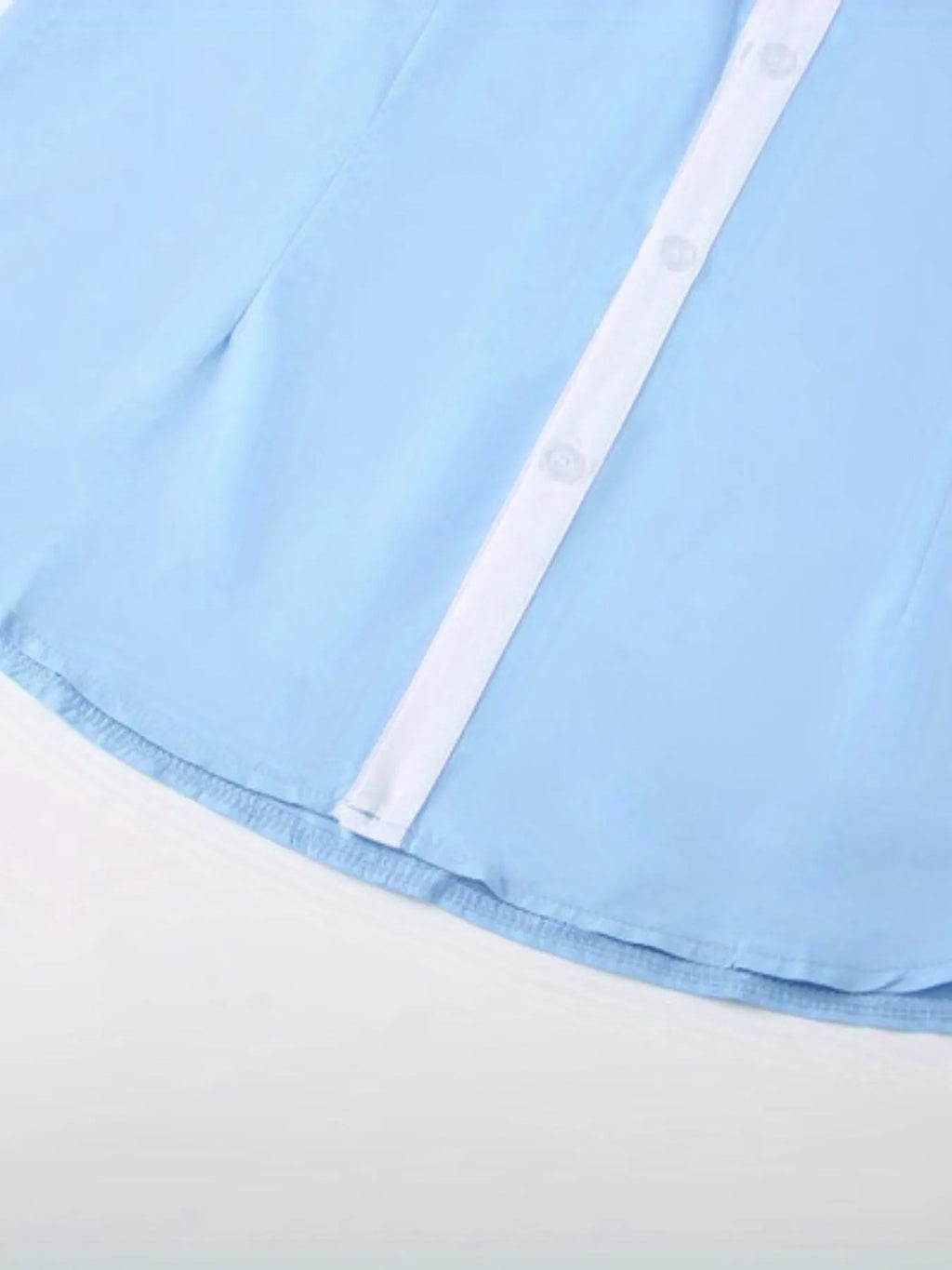 Blue long-sleeved business shirt for teenagers with white contrast collar and cuffs