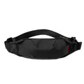 Black Oxford cloth waist pack with crossbody strap and zipper closure