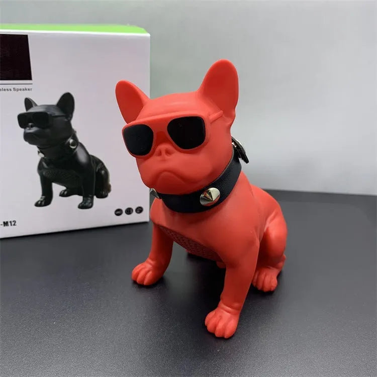 Mini Bulldog Bluetooth wireless speaker in black, red or white colour options.