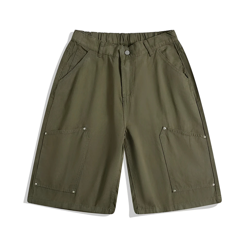 Casual wide-leg cropped workwear pants in apricot colour on a mid-waist fit model.