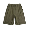 Casual wide-leg cropped workwear pants in apricot colour on a mid-waist fit model.