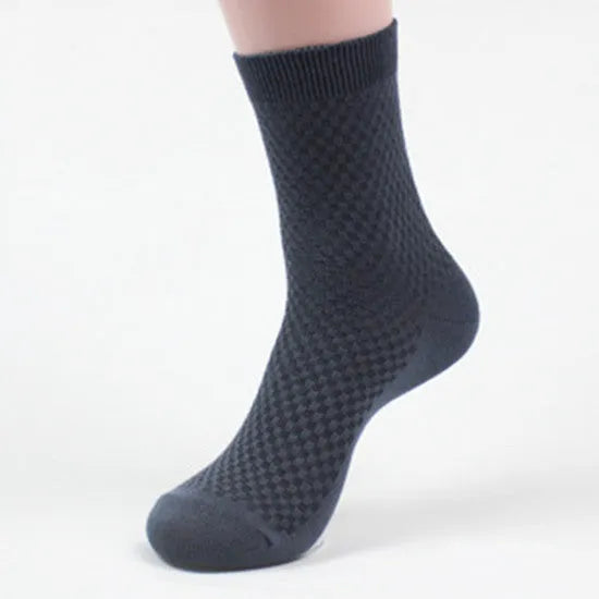 Men's bamboo fibre business socks with small square pattern in five colour options