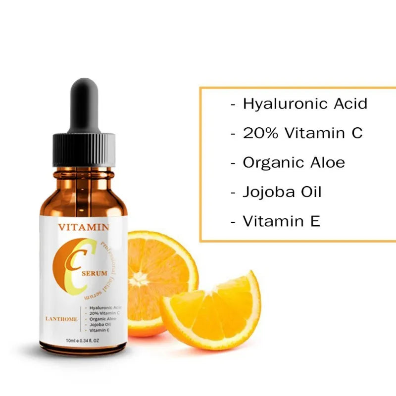10ml facial serum bottle with vitamin C and hyaluronic acid for skin brightening and moisturising