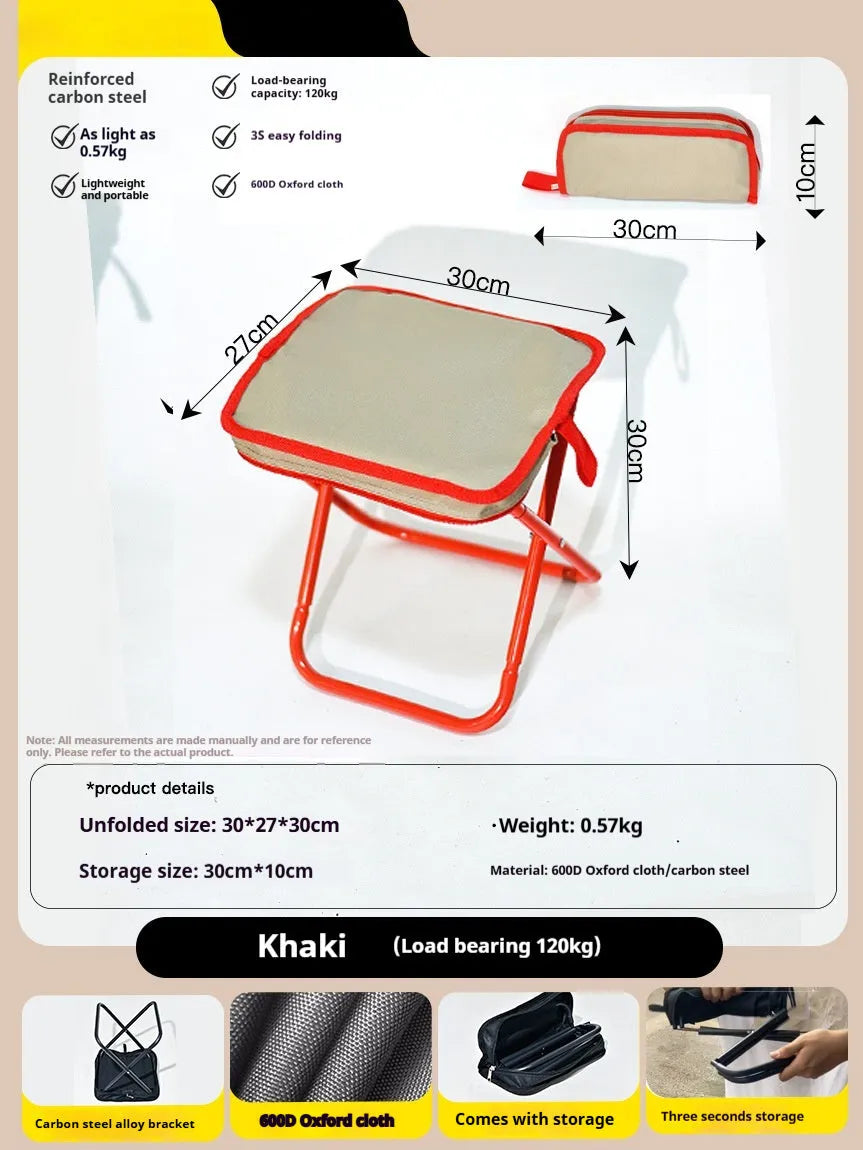 Oxford cloth folding camp stool in pencil box style with multiple colour options