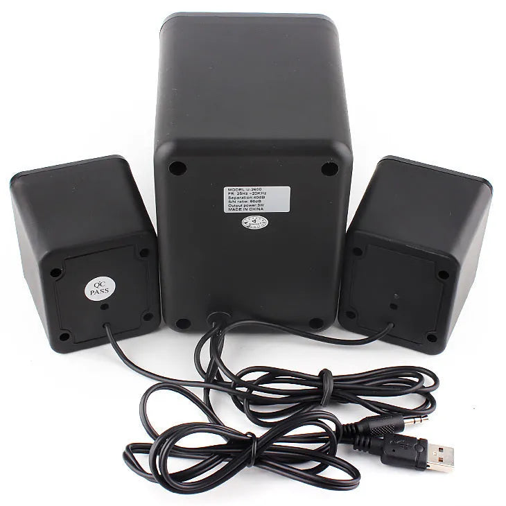 Green 2.1 USB computer speaker with colourful LED lights and dual USB/3.5mm connectivity