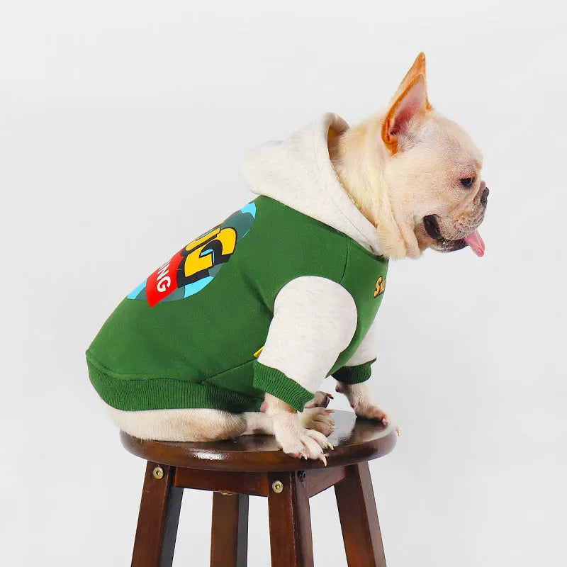 Green cotton dog clothing for autumn and winter wear available in sizes L to 4XL