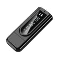 Black USB car FM Bluetooth receiver for wireless music streaming with USB and AUX input ports