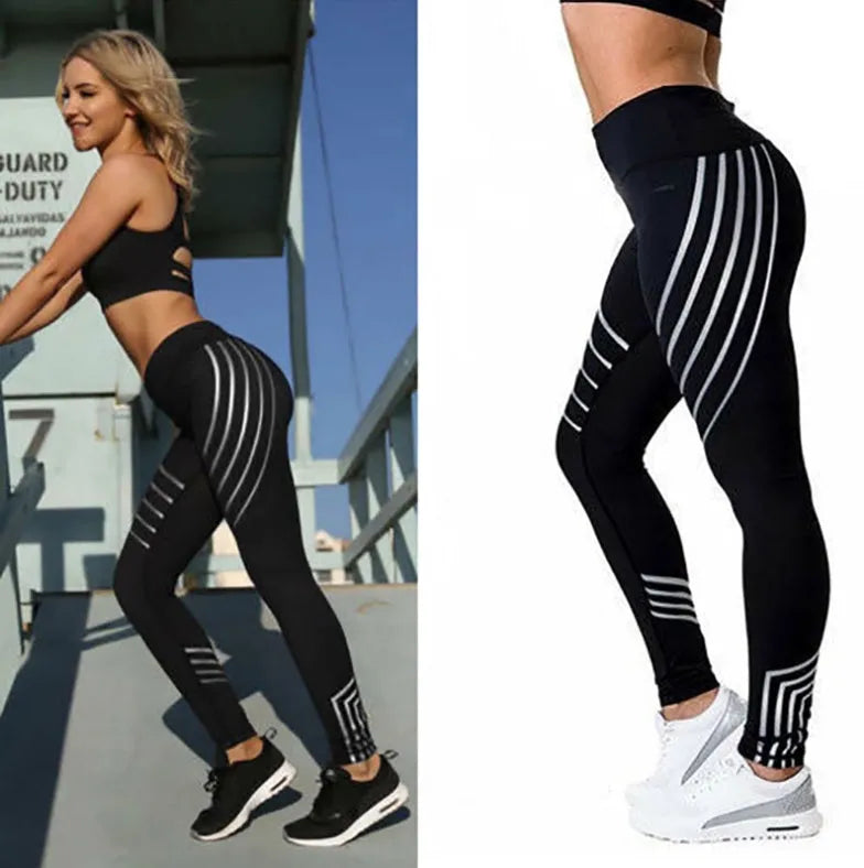 Women's milk silk workout leggings with glowing night print in European style pencil pants cut