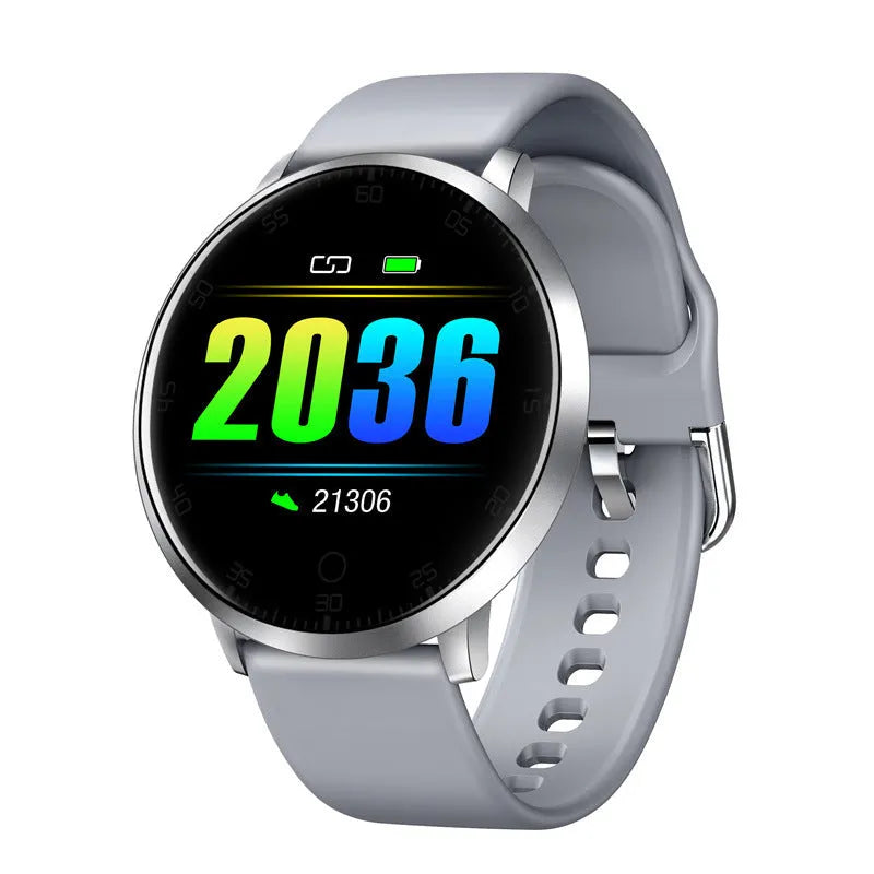 Ultra-thin waterproof smart health bracelet with 1.3-inch touchscreen display in black, golden, or silver