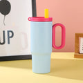 DIY Vitality large insulated straw cup with handle in five colour options: black, pink, sky blue, white, yellow.
