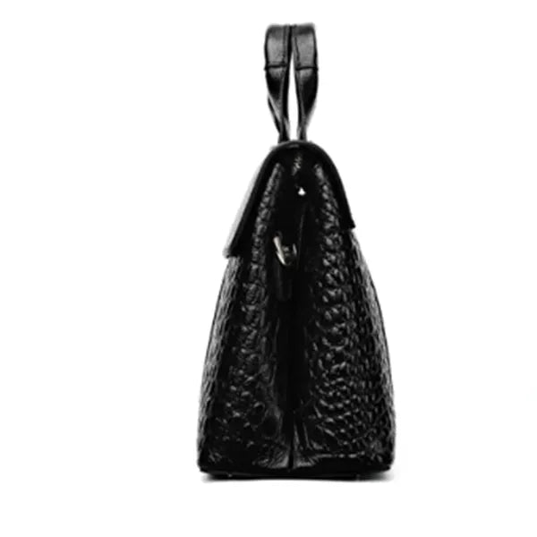 Women's black PU shoulder bag with large 36cm and small 34cm width options