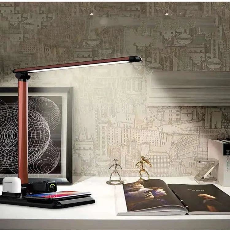 Black and white 4-in-1 LED desk lamp with integrated wireless charging function and TYPE-C port