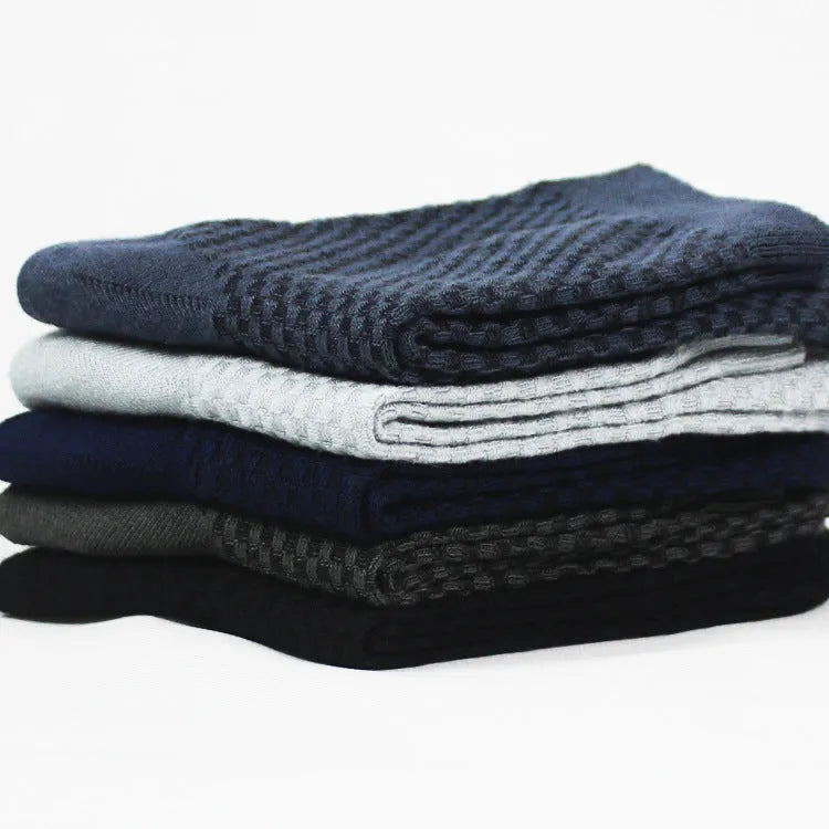 Men's bamboo fibre business socks with small square pattern in five colour options