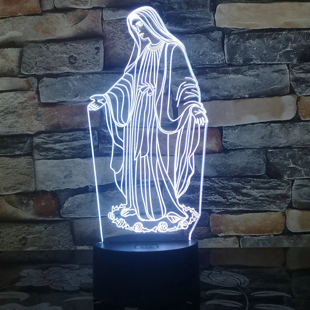 3D LED night light with colourful changing light and laser engraved acrylic plate on ABS base