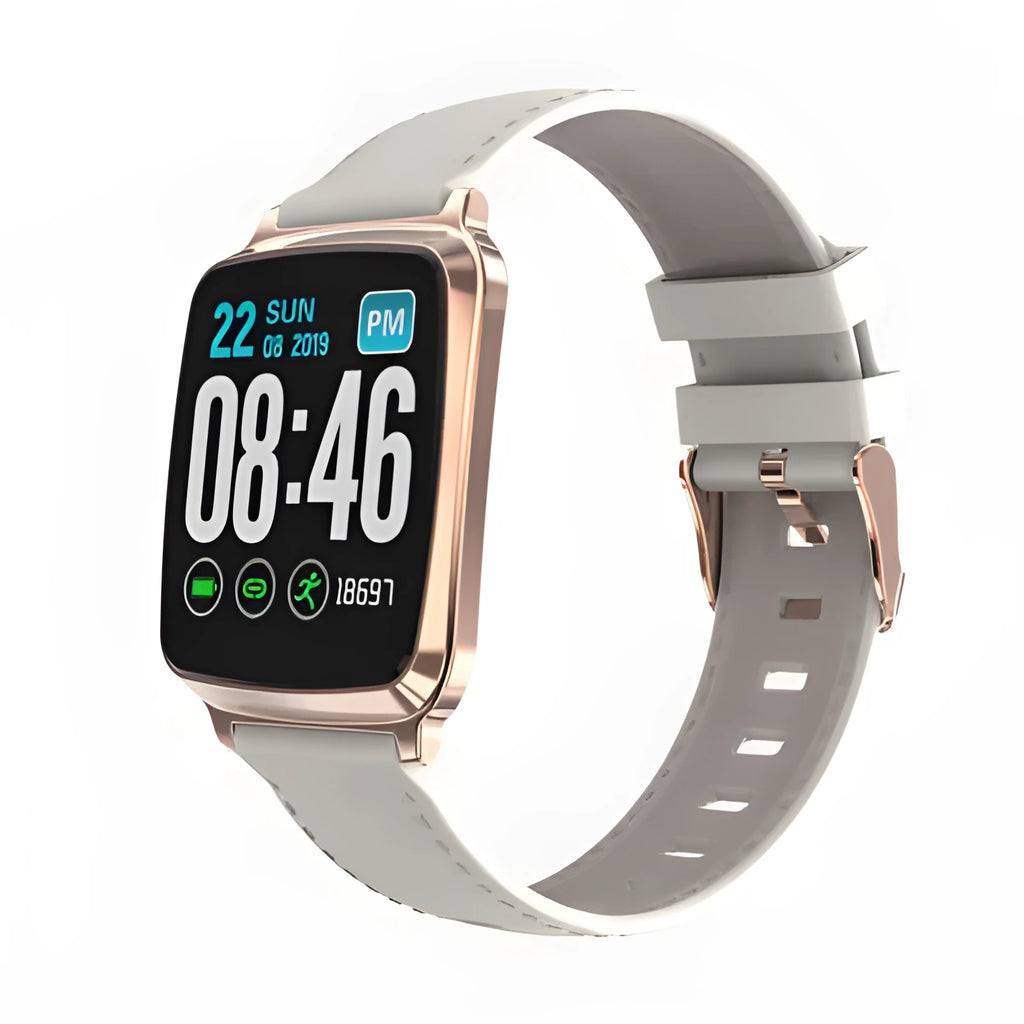 M8 smart bracelet with heart rate monitoring on a wrist, showing the zinc alloy body and TPU sports strap