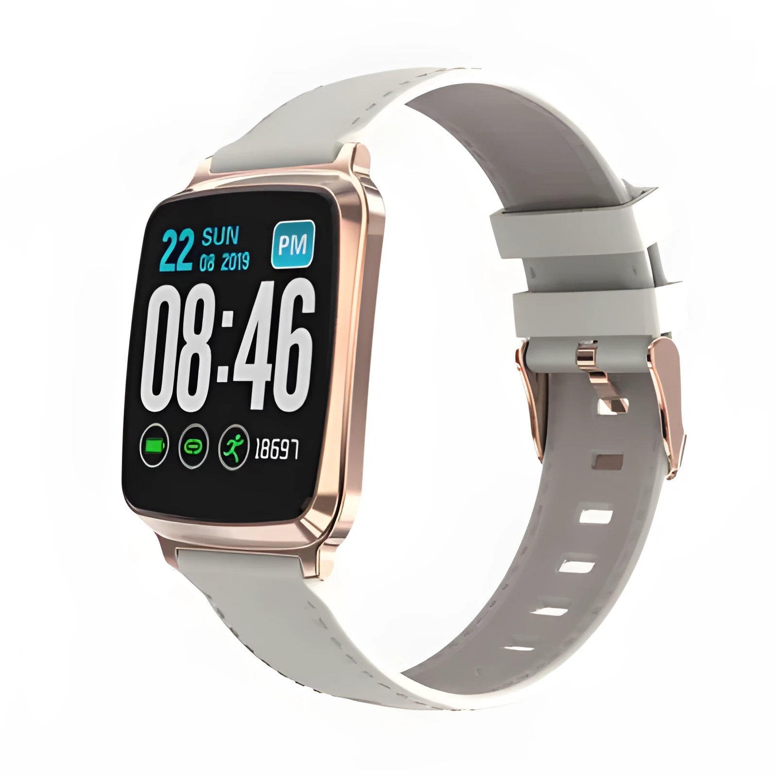 M8 smart bracelet with heart rate monitoring on a wrist, showing the zinc alloy body and TPU sports strap