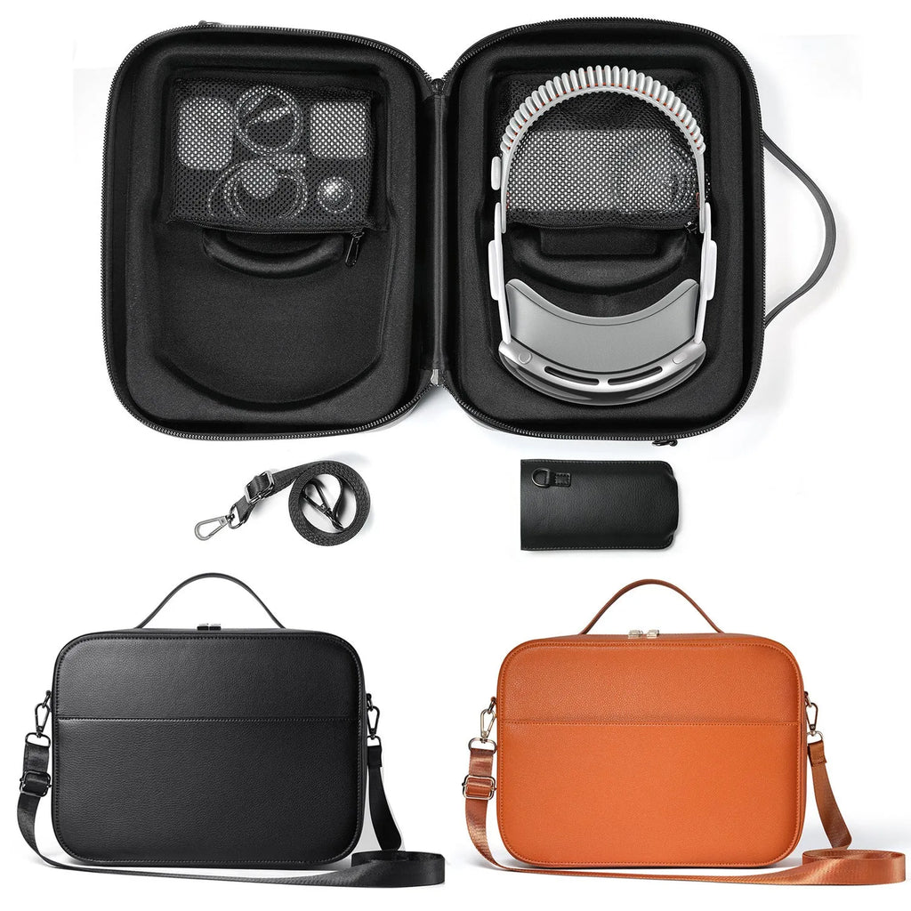 Vision Pro MR headset storage box in black Superfiber material showing interior dimensions
