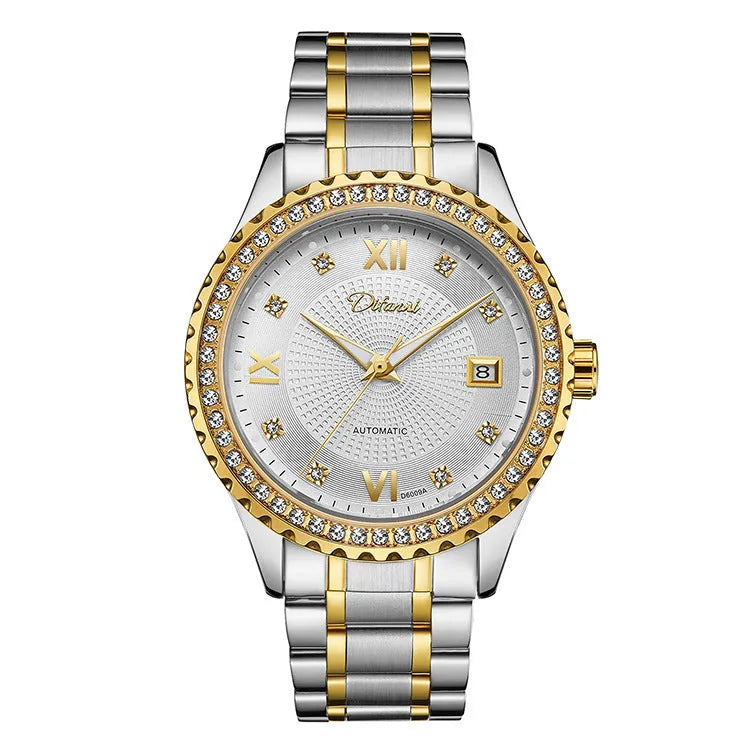 Fashionmonger automatic mechanical watch with gold case and black dial showing business style design